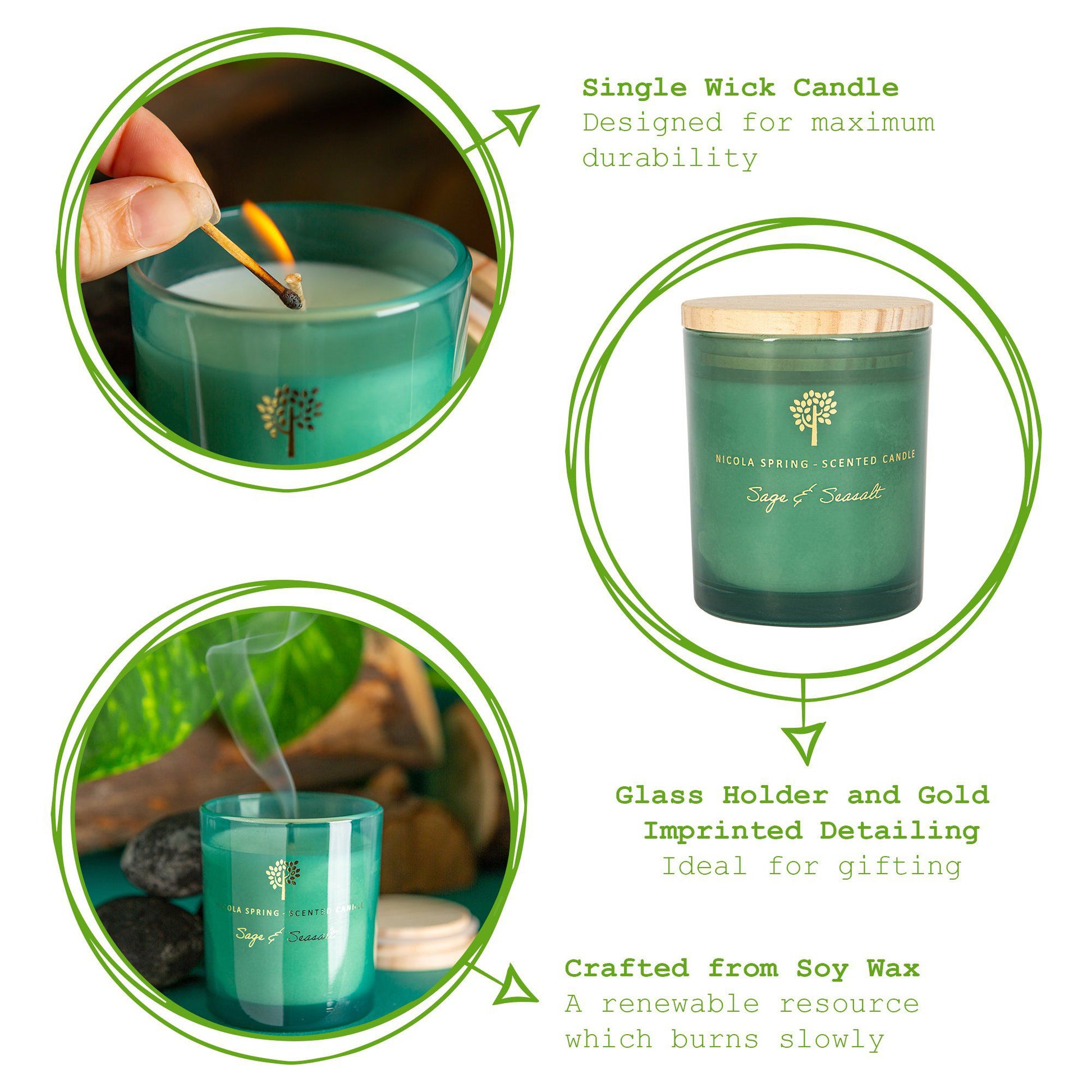 130g Sage and Sea Salt Soy Wax Scented Candle