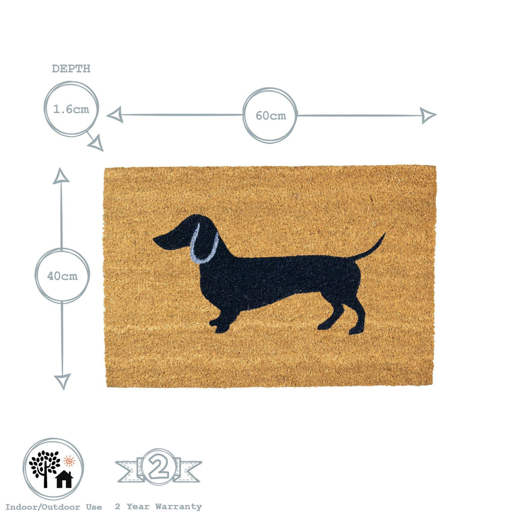 Sausage Dog Coir Door Mat 60cm x 40cm
