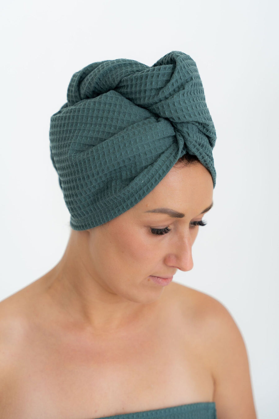 100% Cotton Hair Towel - Convenient, Easy-to-Use & Secure with Button Closure - Perfect for Diverse Settings & Long Hair by Nuss at www.brixbailey.com