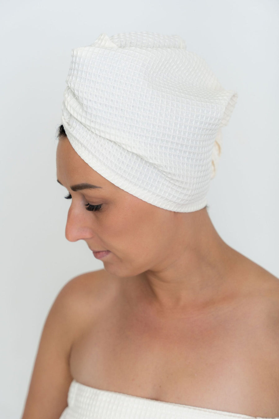 Secure Fit Cotton Hair Towel with Button Closure