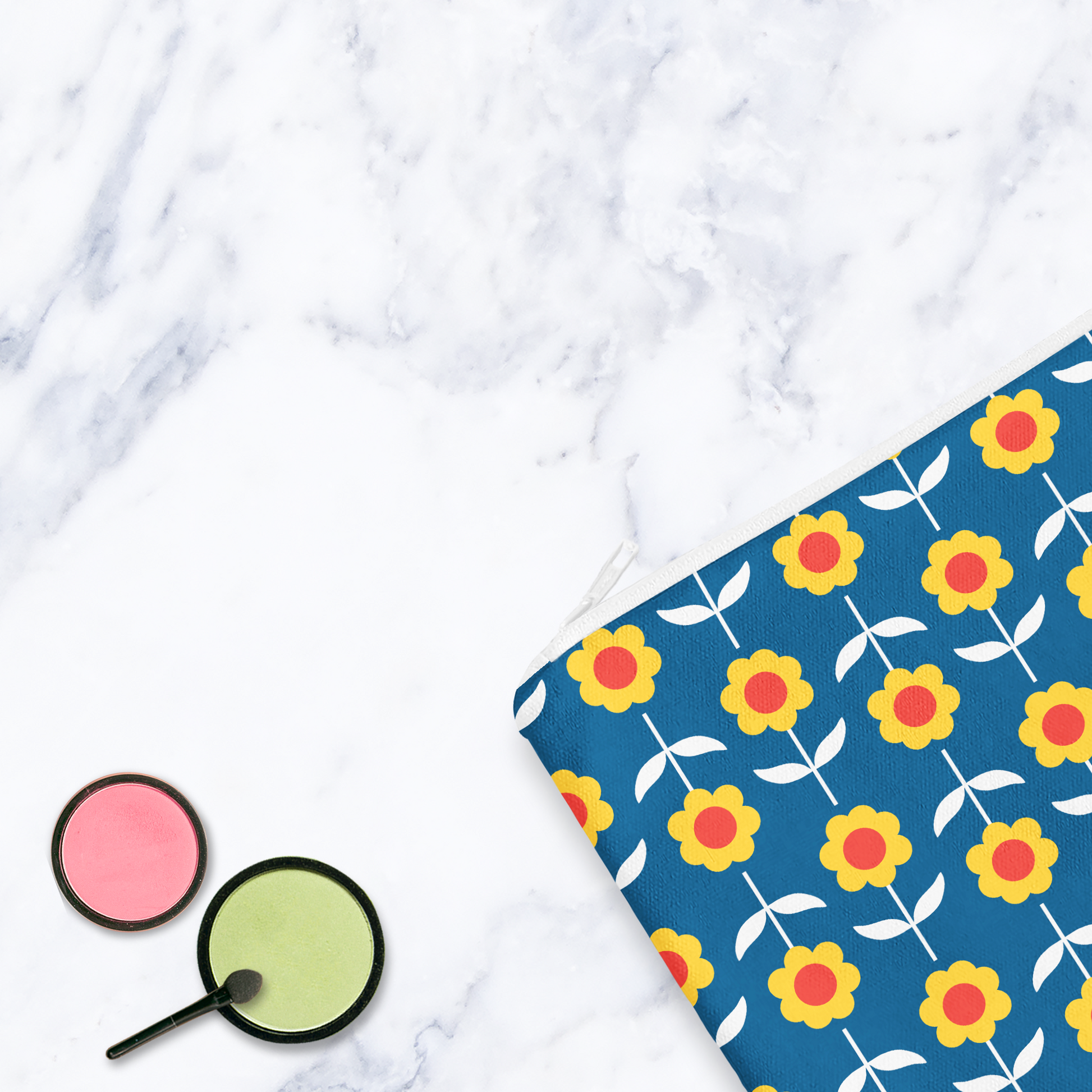 Navy Blue Retro Make Up Bag