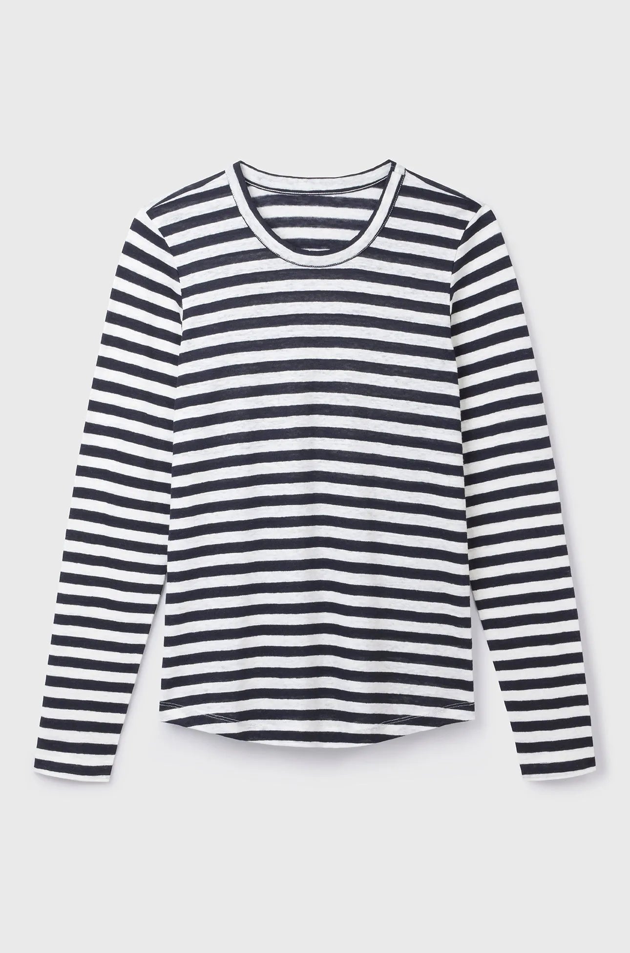 Women's Long Sleeve Striped Linen T-Shirt