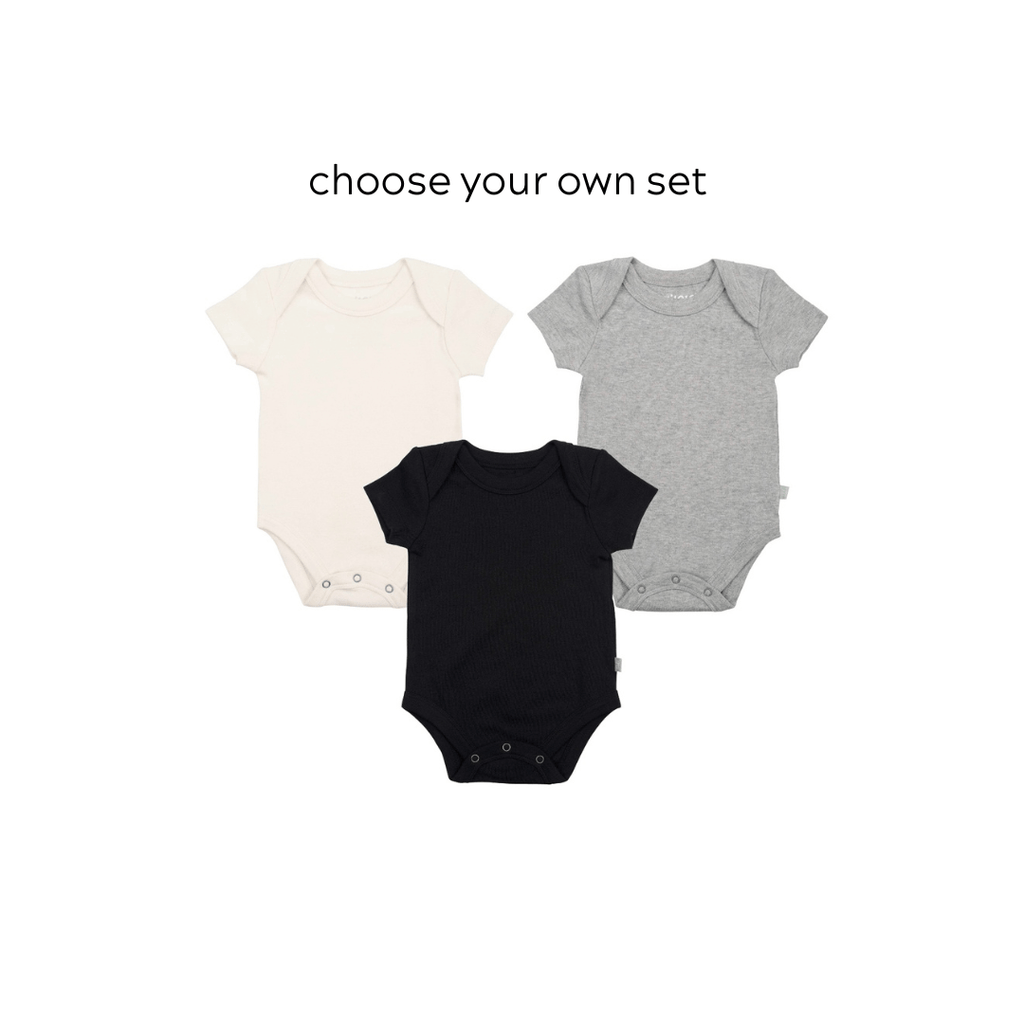 Three Piece Lap Bodysuit Set Mixed Organic Cotton