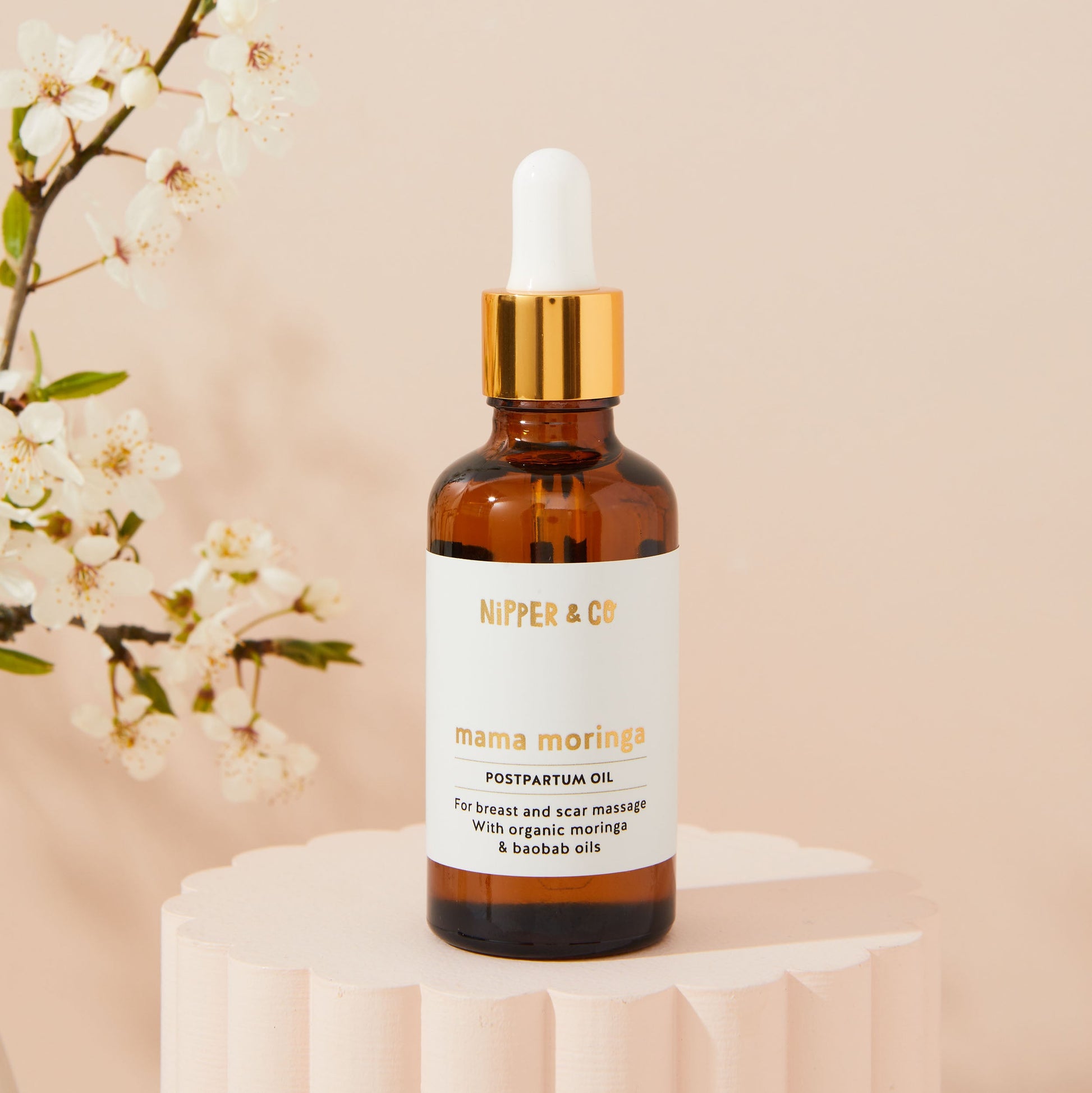 Postpartum Scar and Breast Massage Oil with Moringa and Baobab