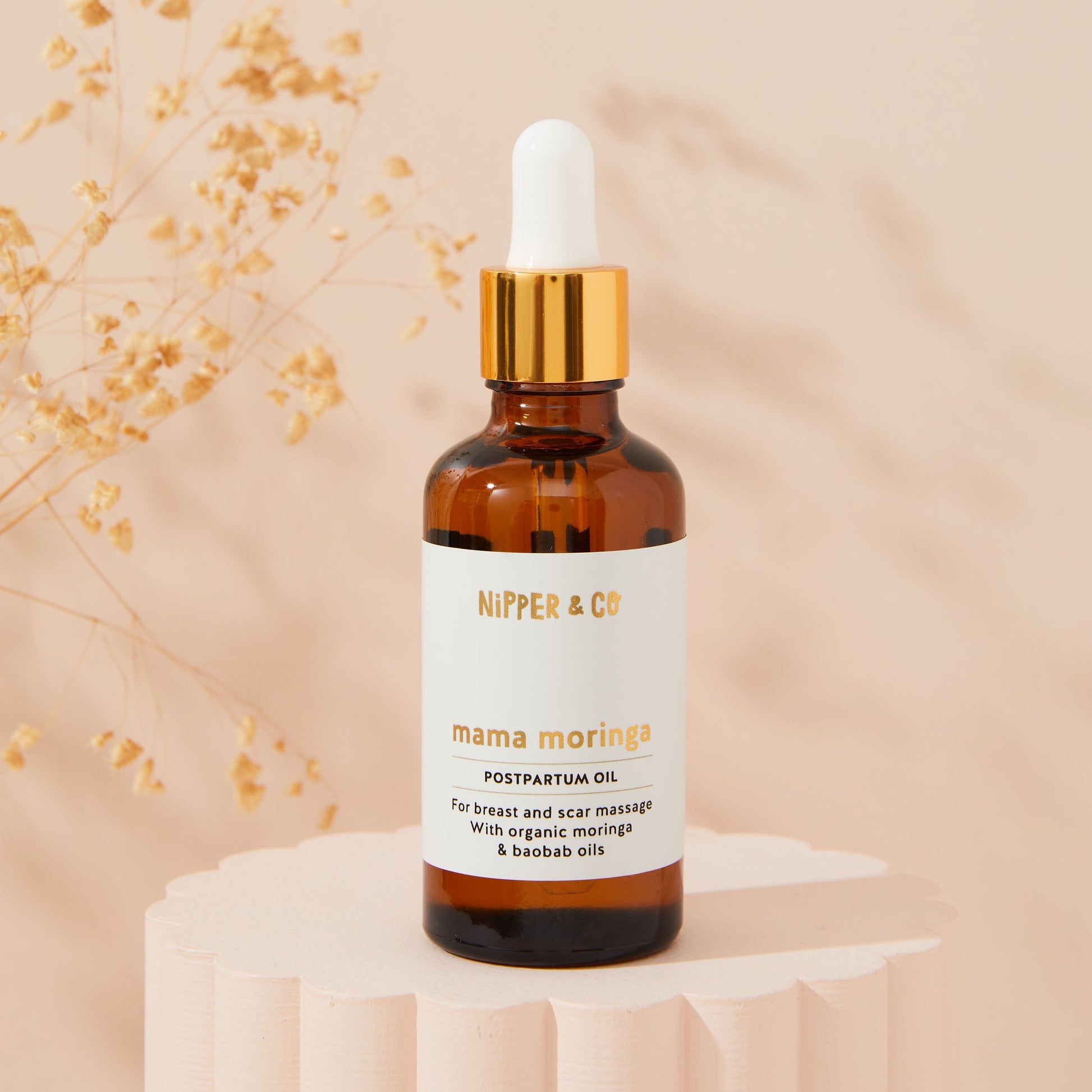 Postpartum Scar and Breast Massage Oil with Moringa and Baobab