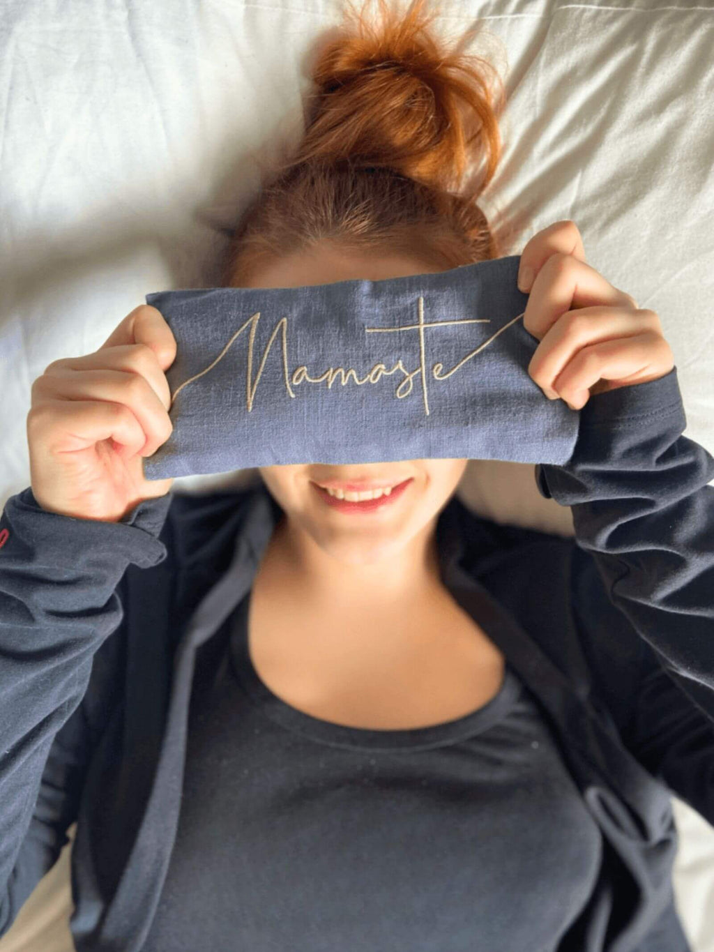 Namaste Embroidered Linen and Lavender Eye Pillow