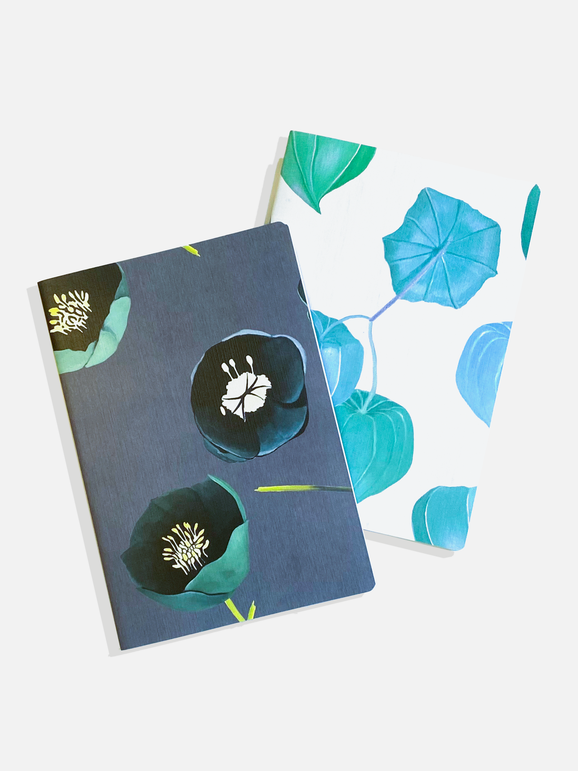Notebook Set Aqua Chinese Lanterns and Green Winter Rose