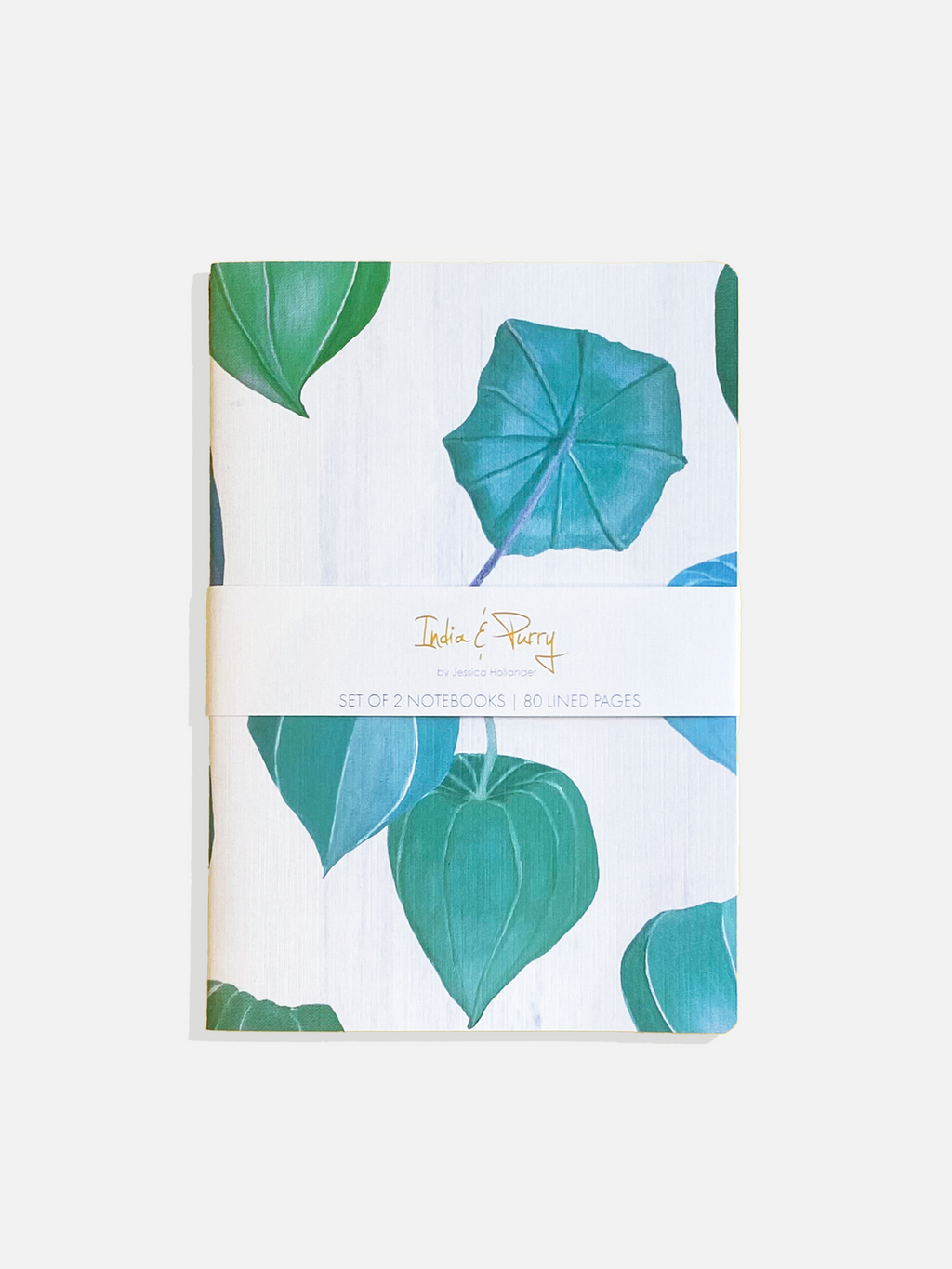 Notebook Set Aqua Chinese Lanterns and Green Winter Rose