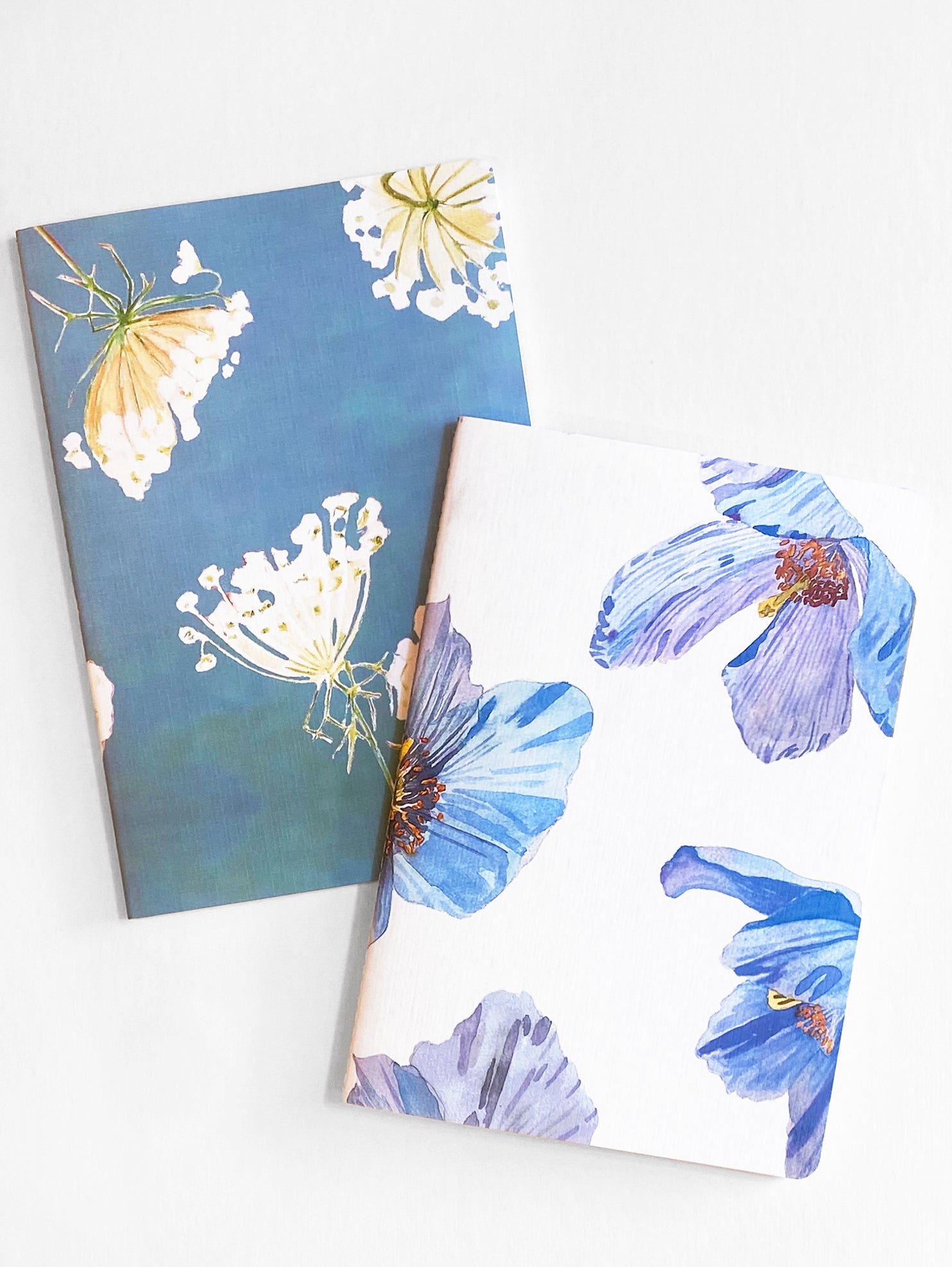 Notebook Set Queen Anne's Lace and Himalayan Blue Poppies