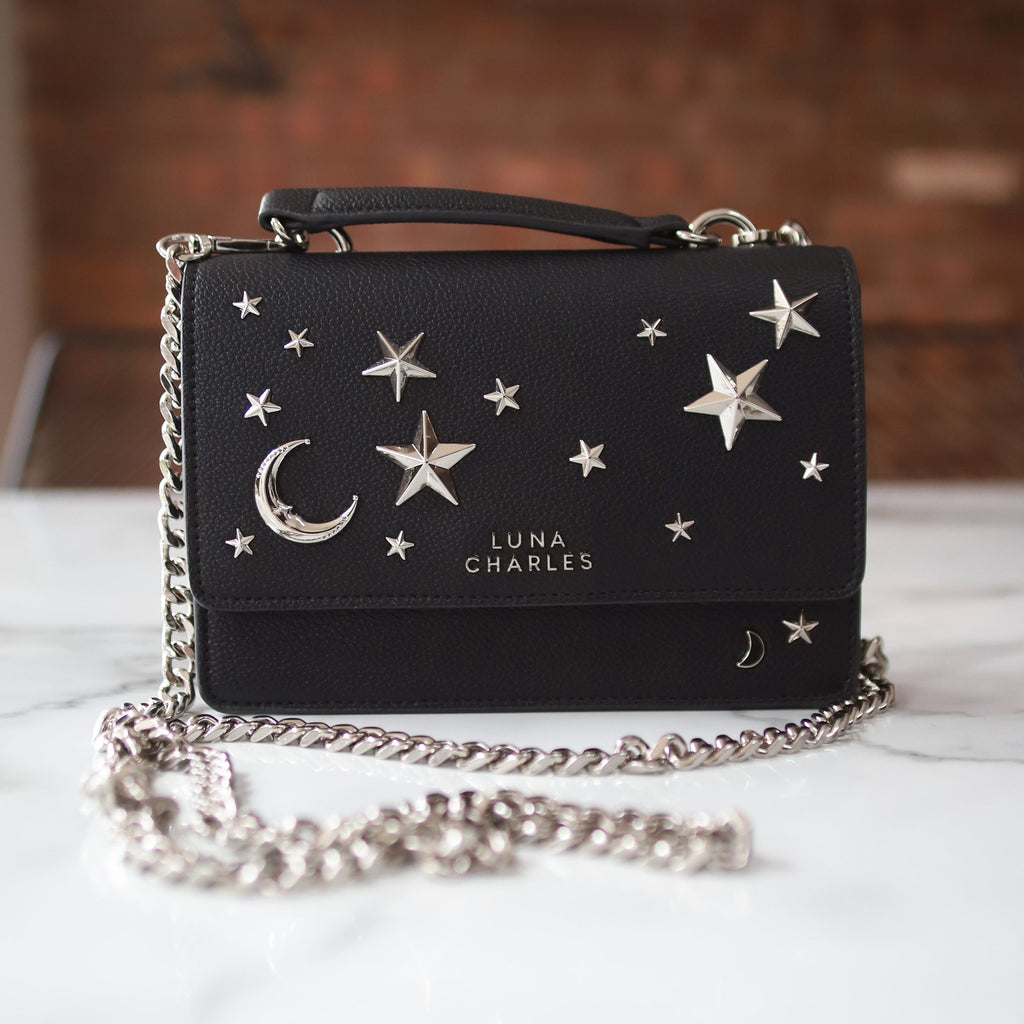 Nova Star Studded Handbag - Black & Silver