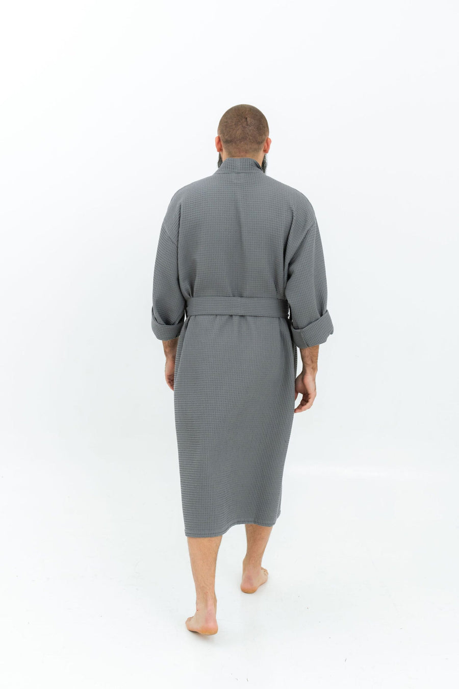 Waffle robe for men. Classic model with side pockets and belt. Soft, comfortable, light and pleasant. by Nuss at www.brixbailey.com