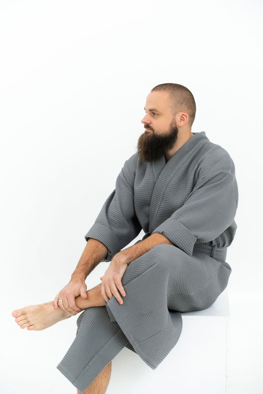 Waffle Fabric Robe for Men