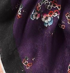 VASSILISA Scarf in Purple Colour: Floral and Birds Print