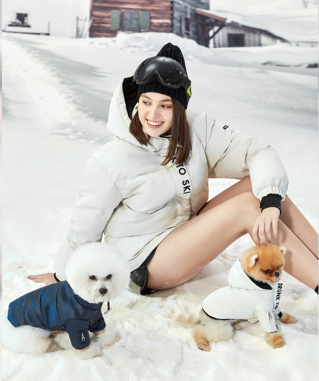 White Zip Up Puffer Ski Jacket