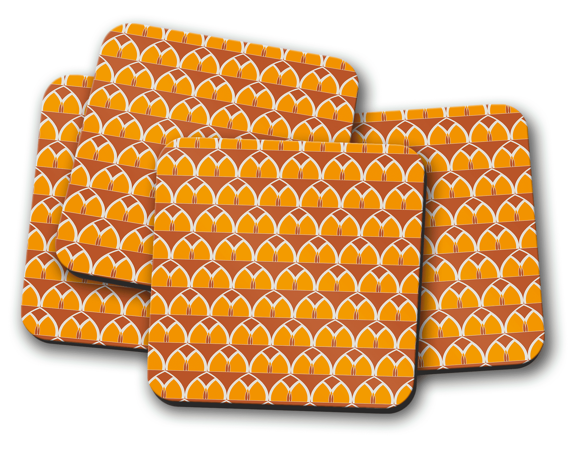 Orange and Yellow Geometric Arches Design Coaster, Table Decor Drinks Mat