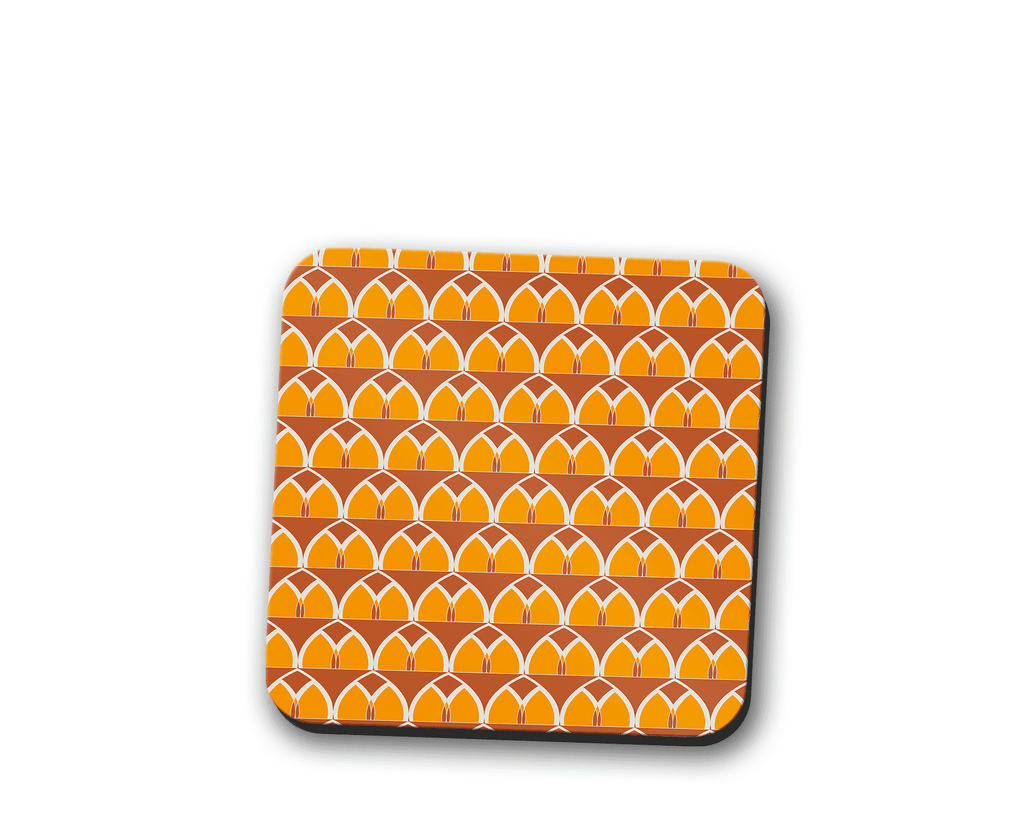 Orange and Yellow Geometric Arches Design Coaster, Table Decor Drinks Mat