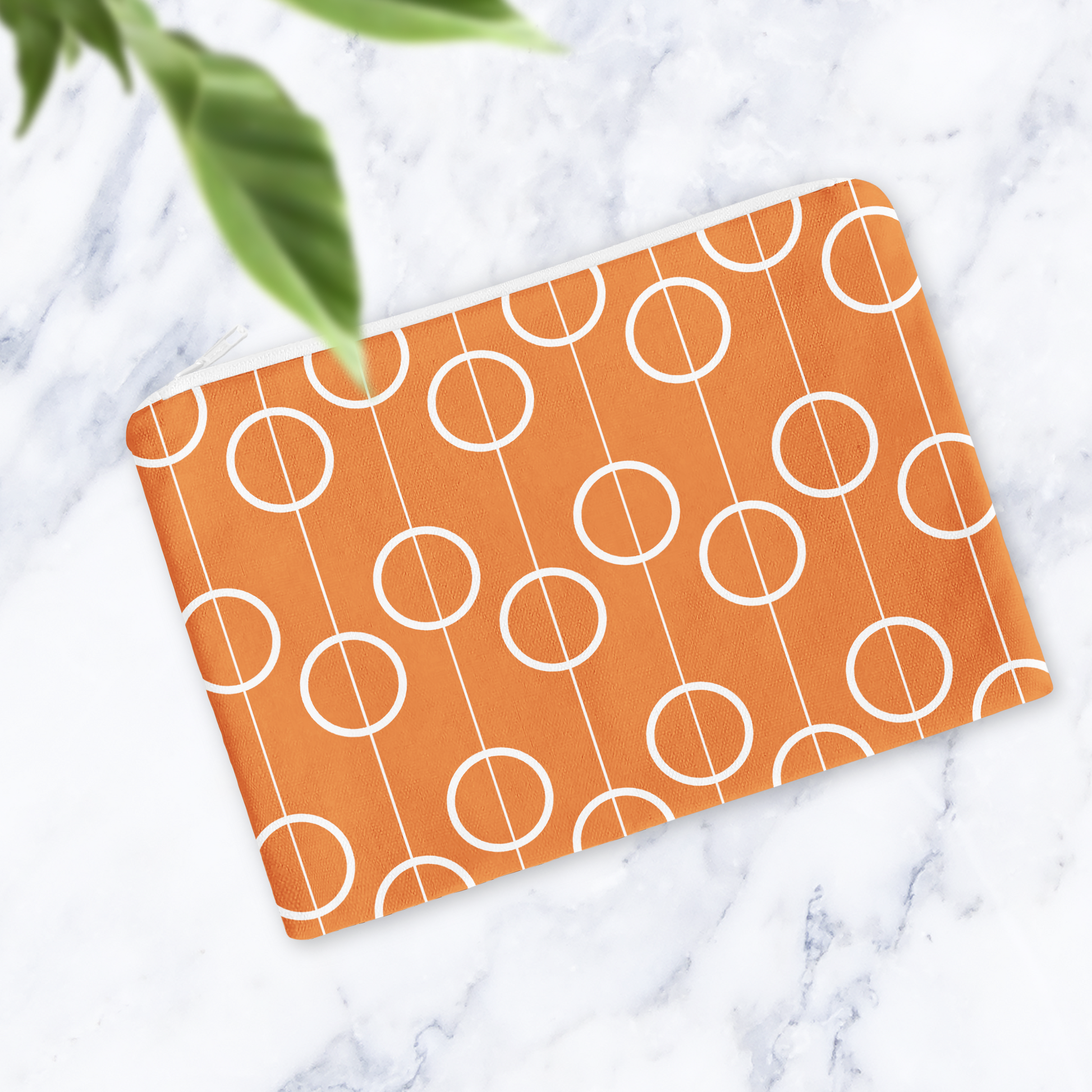 Orange Retro Geometric Make Up Bag