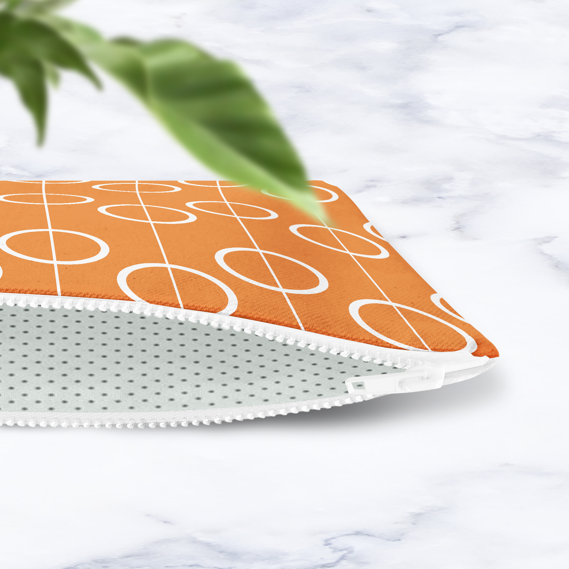Orange Retro Geometric Make Up Bag