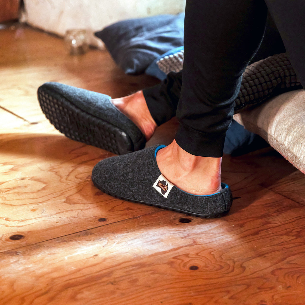 Outback Men's Slippers in Charcoal and Turquoise