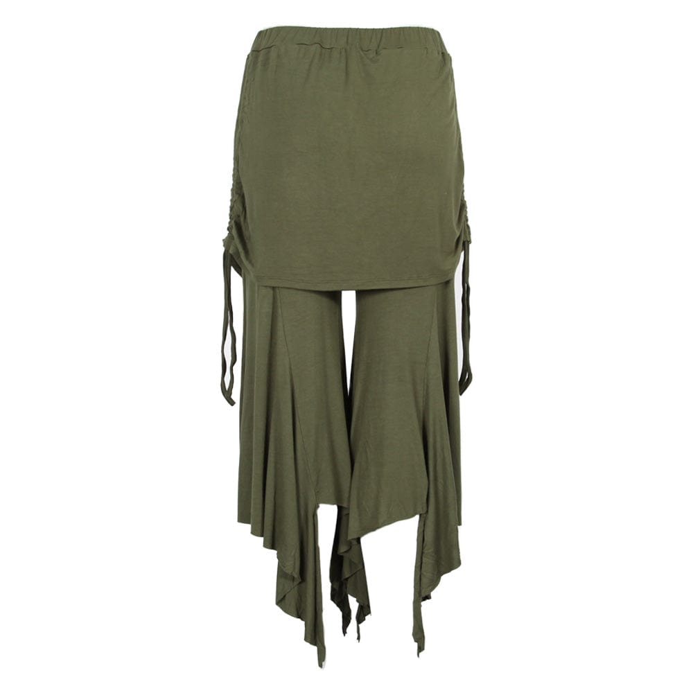 Hanky Hem Culotte Trousers in Olive Green