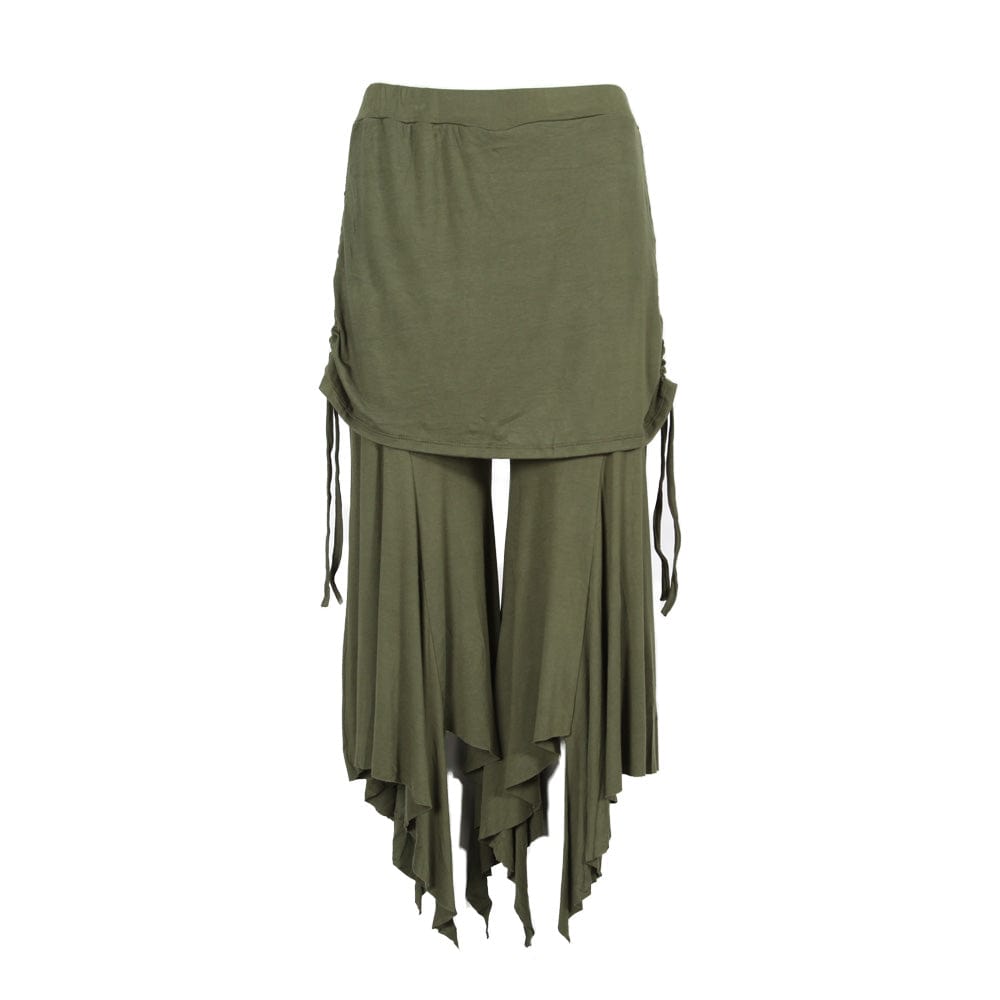 Hanky Hem Culotte Trousers in Olive Green