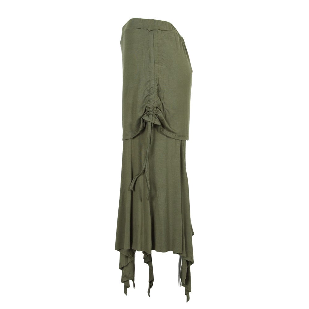 Hanky Hem Culotte Trousers in Olive Green