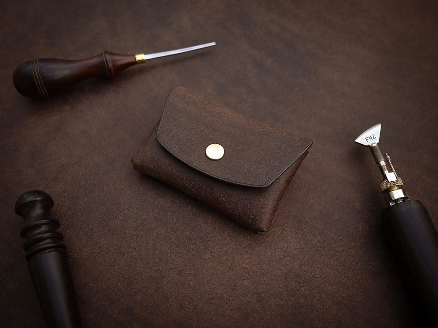 Handcrafted Leather Wallet – Stitch-Free, Brass Button Closure by Mirgoods at www.brixbailey.com