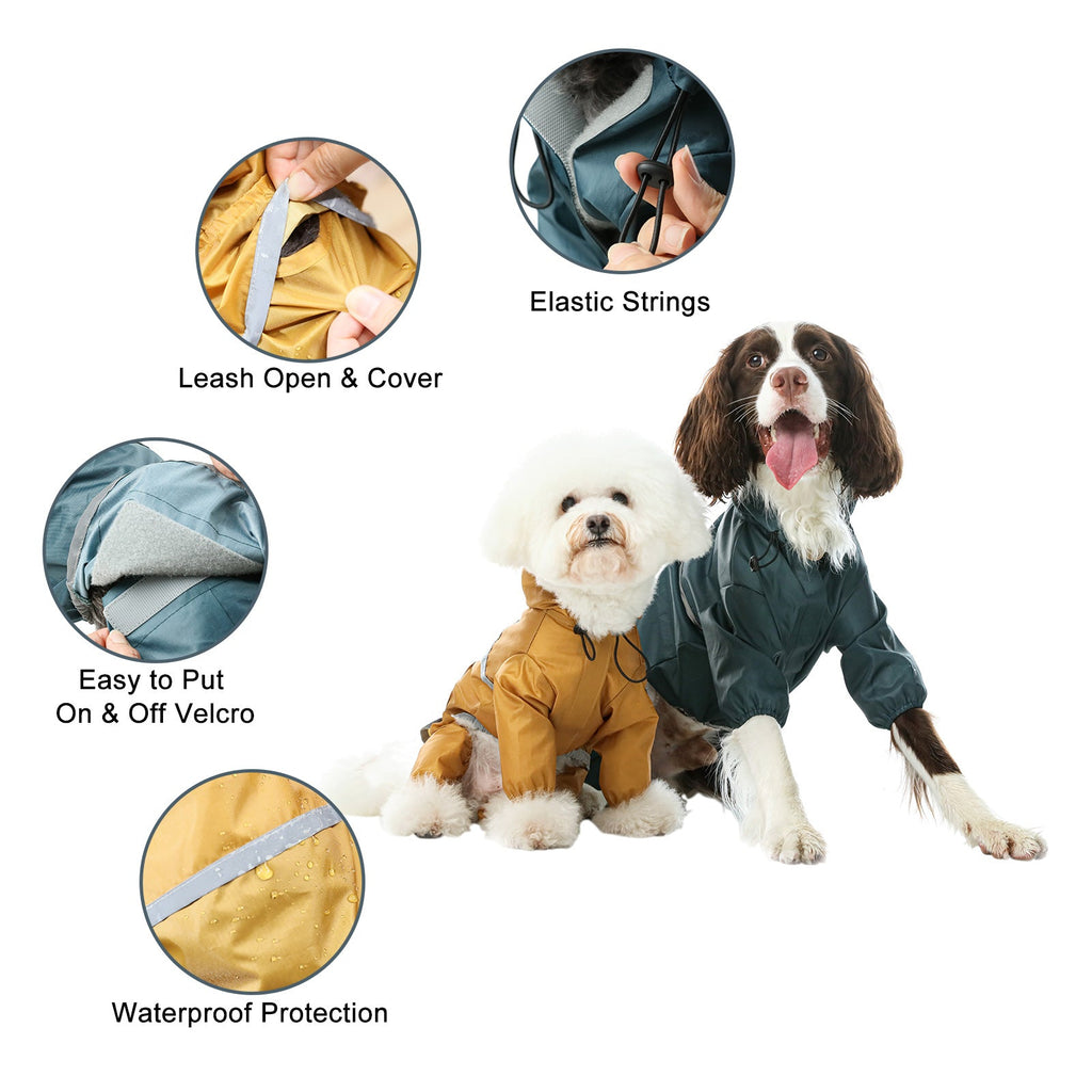 Ultralight Full Covered Hooded Waterproof Dog Jacket in Yellow