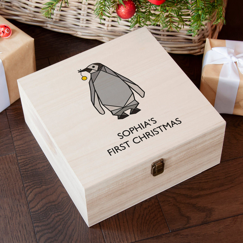 Personalised Baby Penguin First Christmas Eve Box