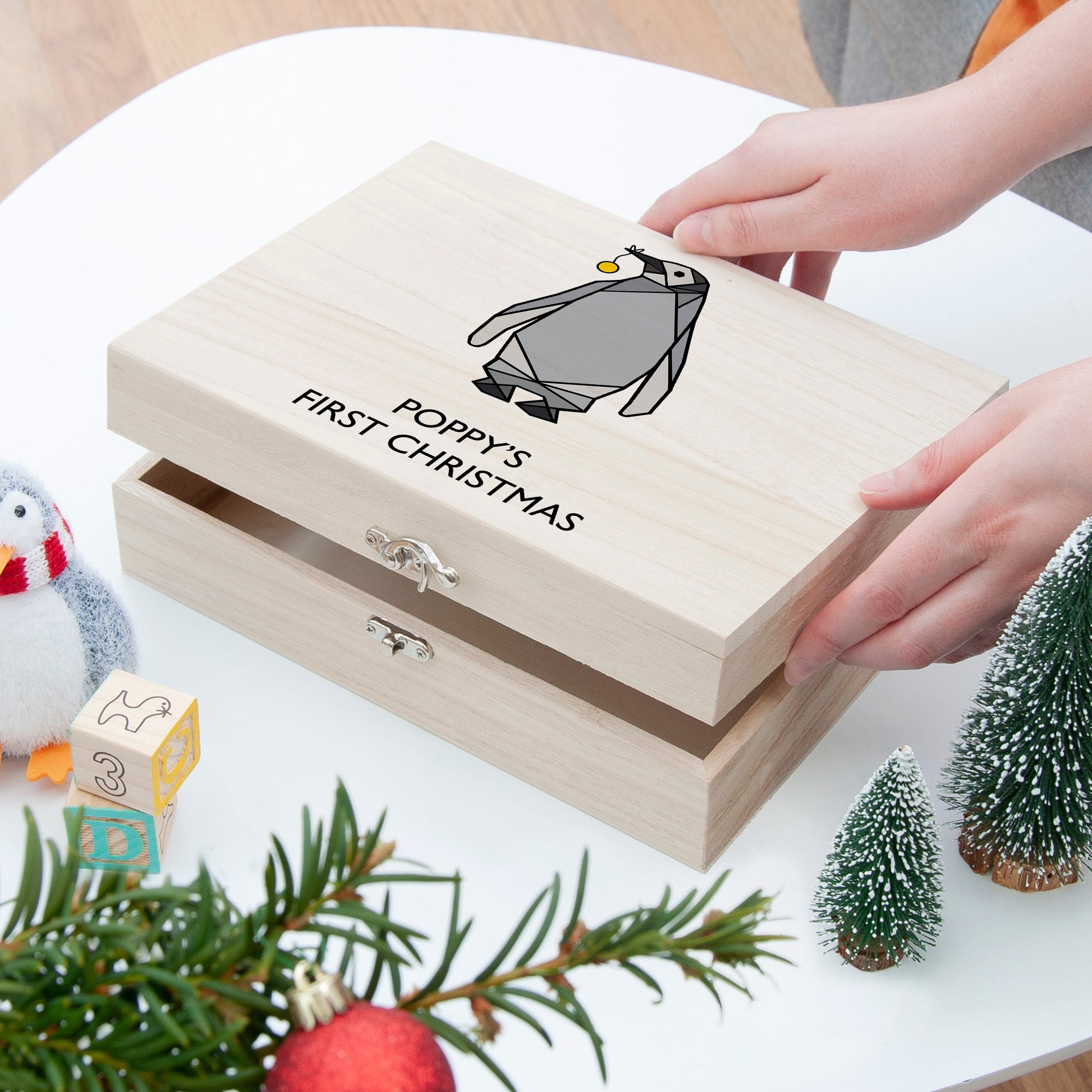 Personalised Baby Penguin First Christmas Eve Box