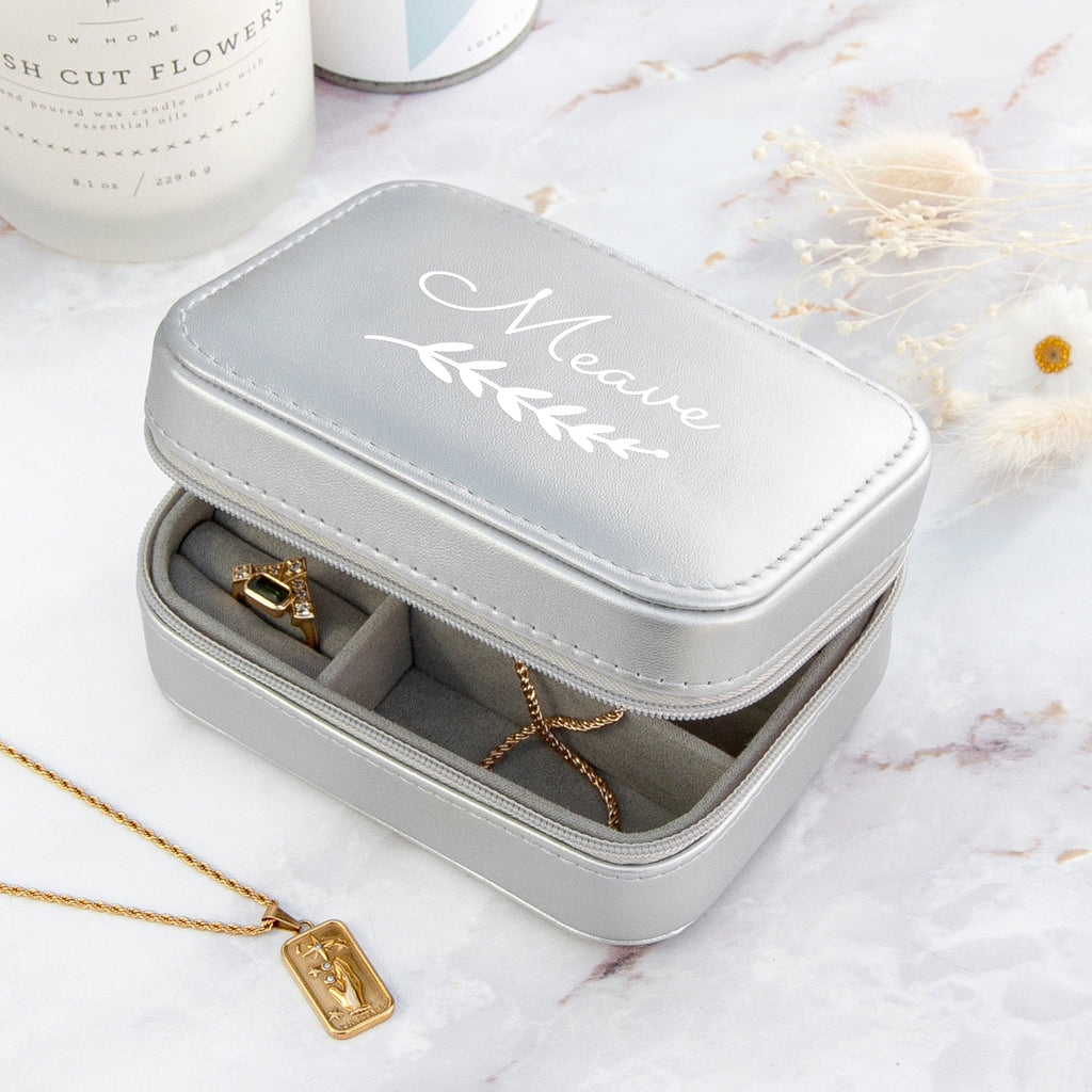 Personalised Silver Wreath Travel Jewellery Case