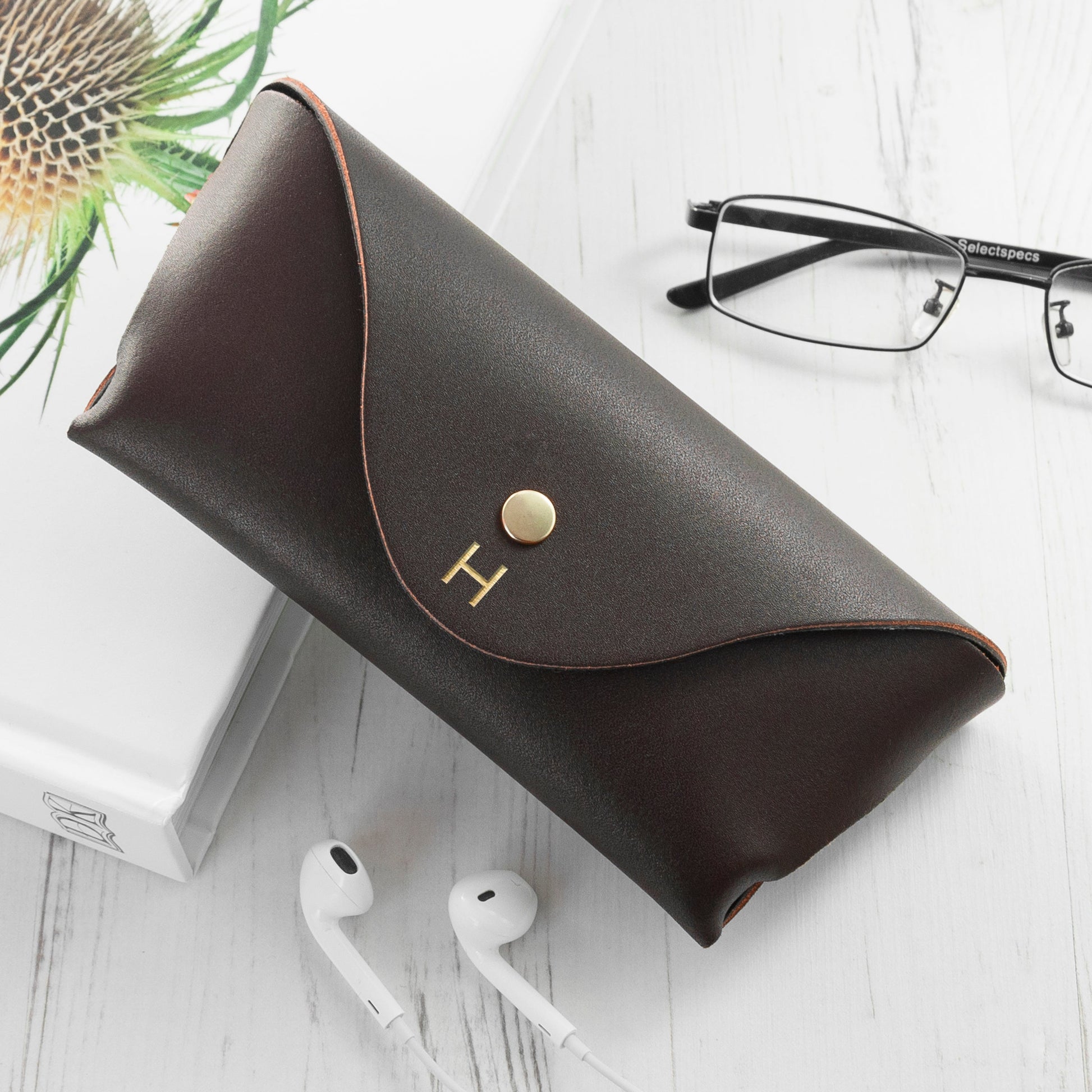 Personalised Leather Origami Glasses Case