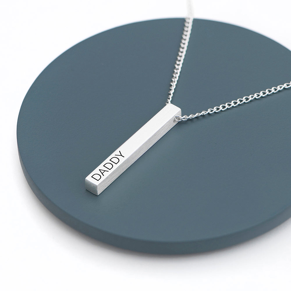 Personalised Silver Bar Necklace for Dad