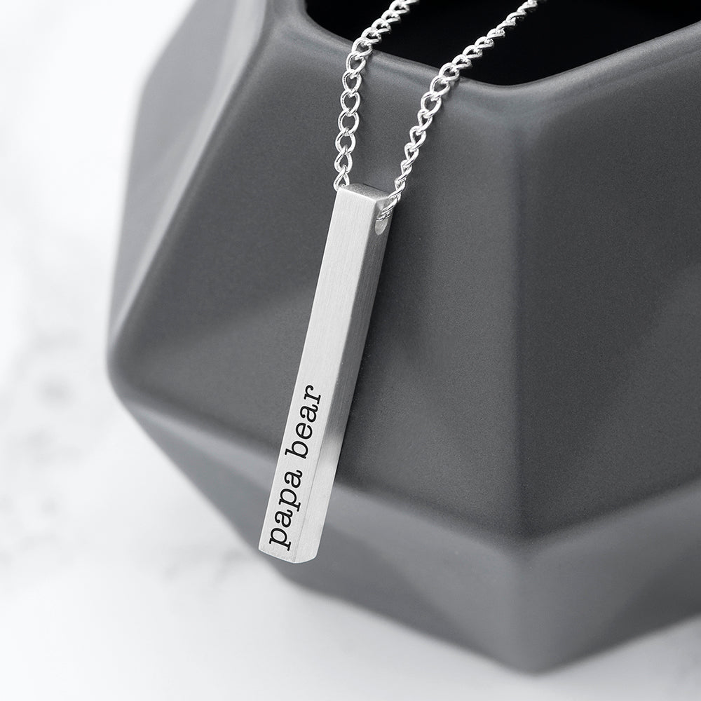 Personalised Silver Bar Necklace for Dad
