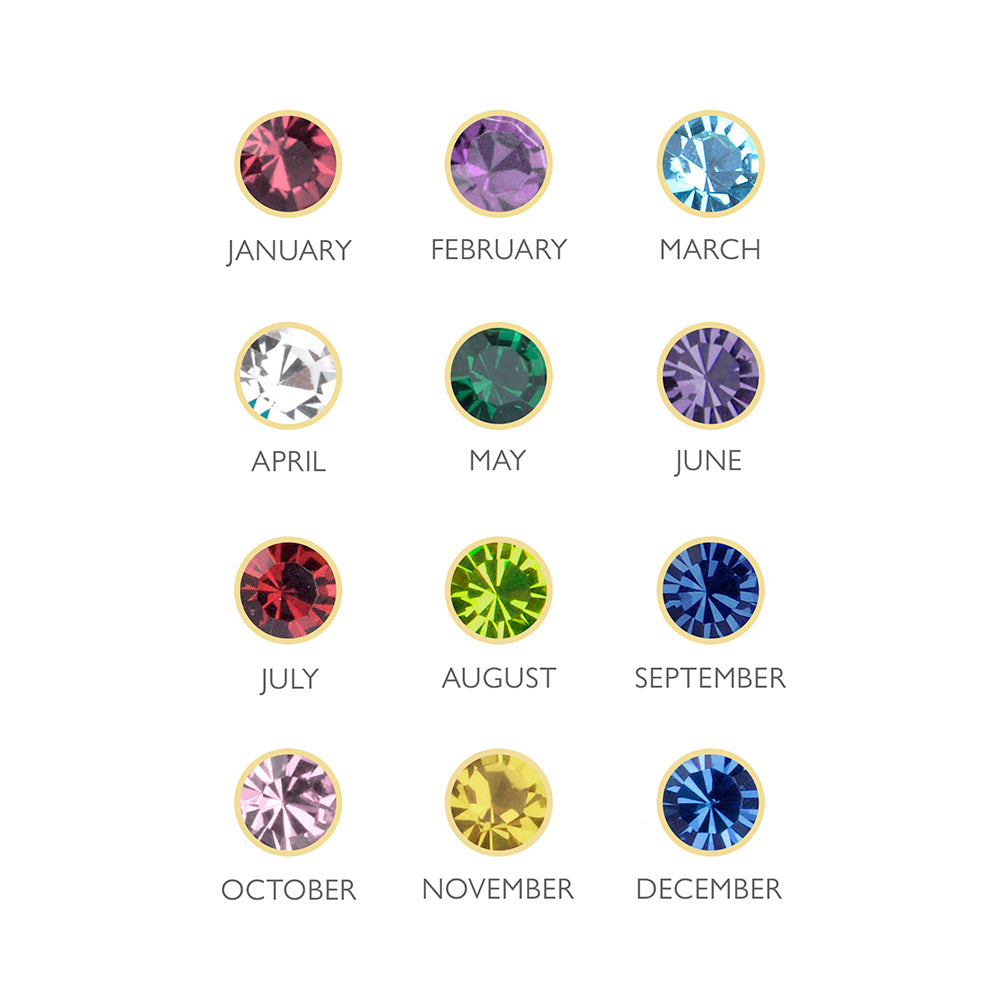 Personalised Rhodium Plated Birthstone Crystal Cufflinks