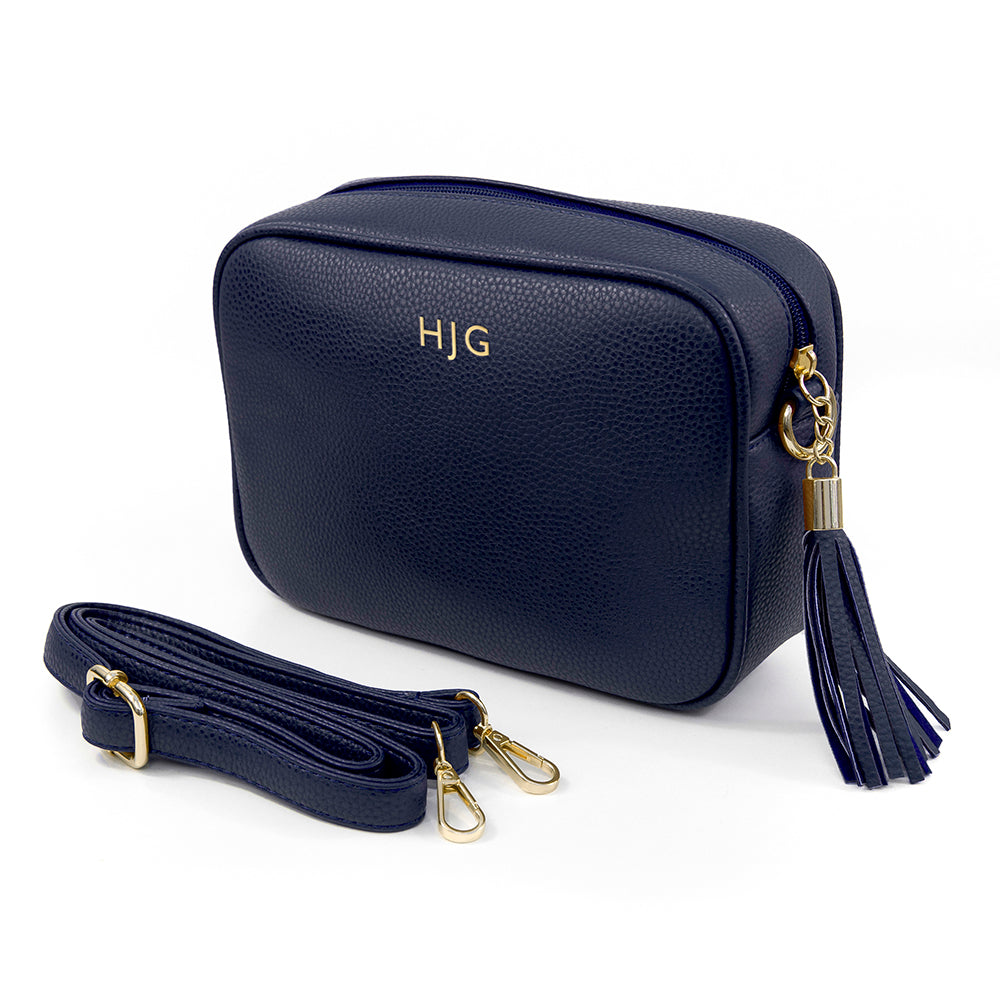 Personalised Luxury Crossbody Bag in Navy