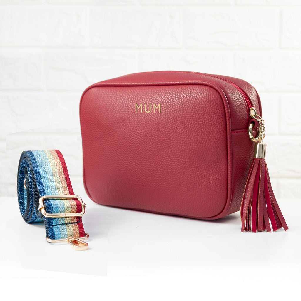 Personalised Red Crossbody Bag in Vegan Leather