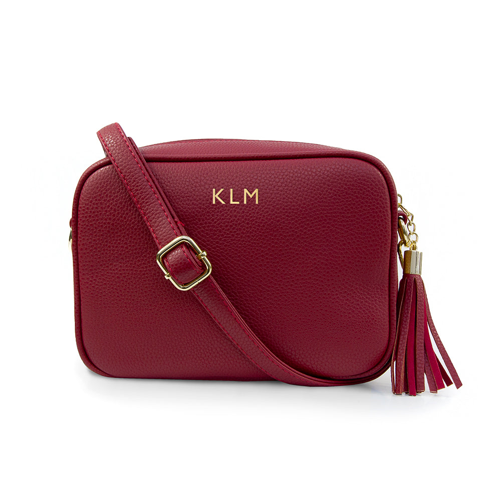 Personalised Red Crossbody Bag in Vegan Leather