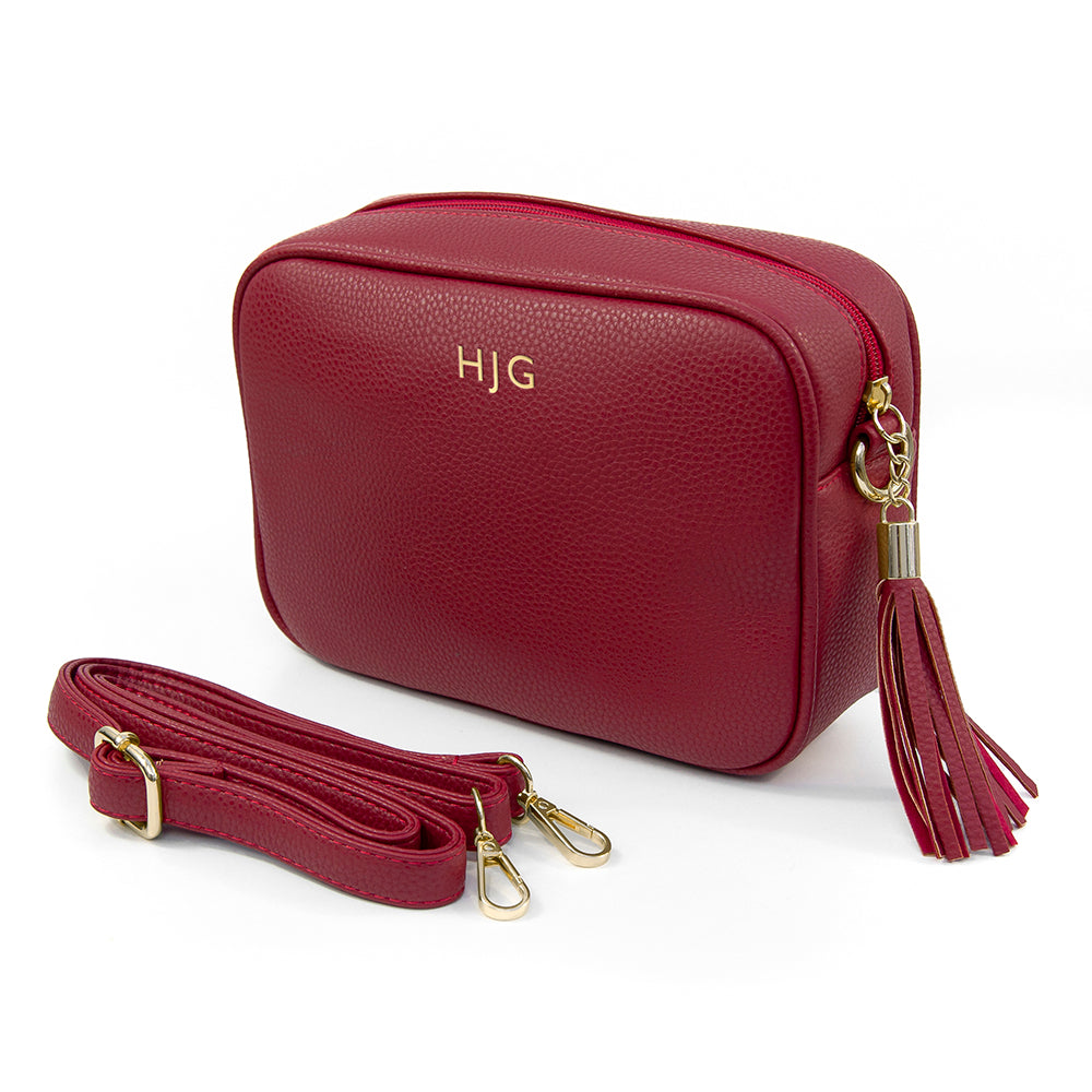 Personalised Red Crossbody Bag in Vegan Leather