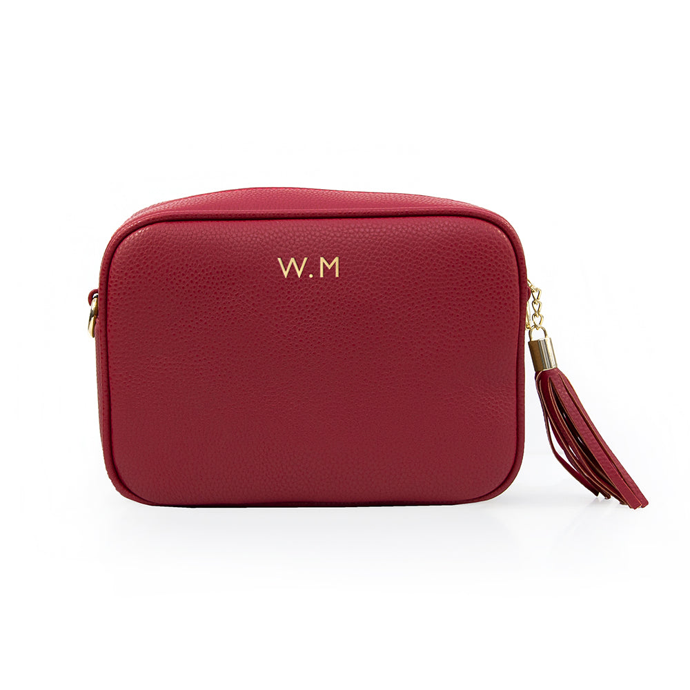 Personalised Red Crossbody Bag in Vegan Leather