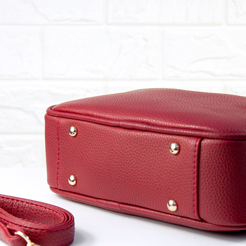Personalised Red Crossbody Bag in Vegan Leather