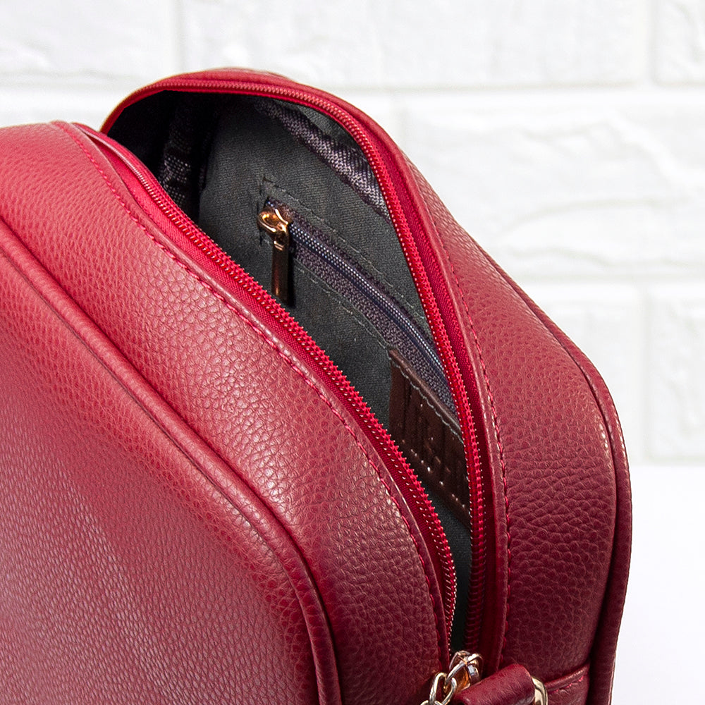 Personalised Red Crossbody Bag in Vegan Leather