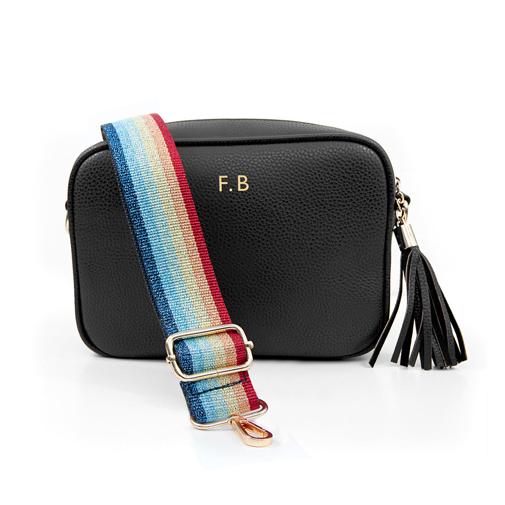 Personalised Luxury Crossbody Bag in Black