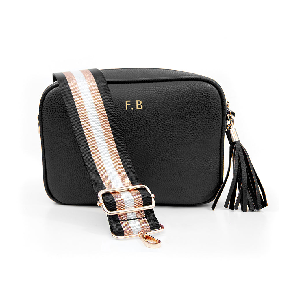 Personalised Luxury Crossbody Bag in Black