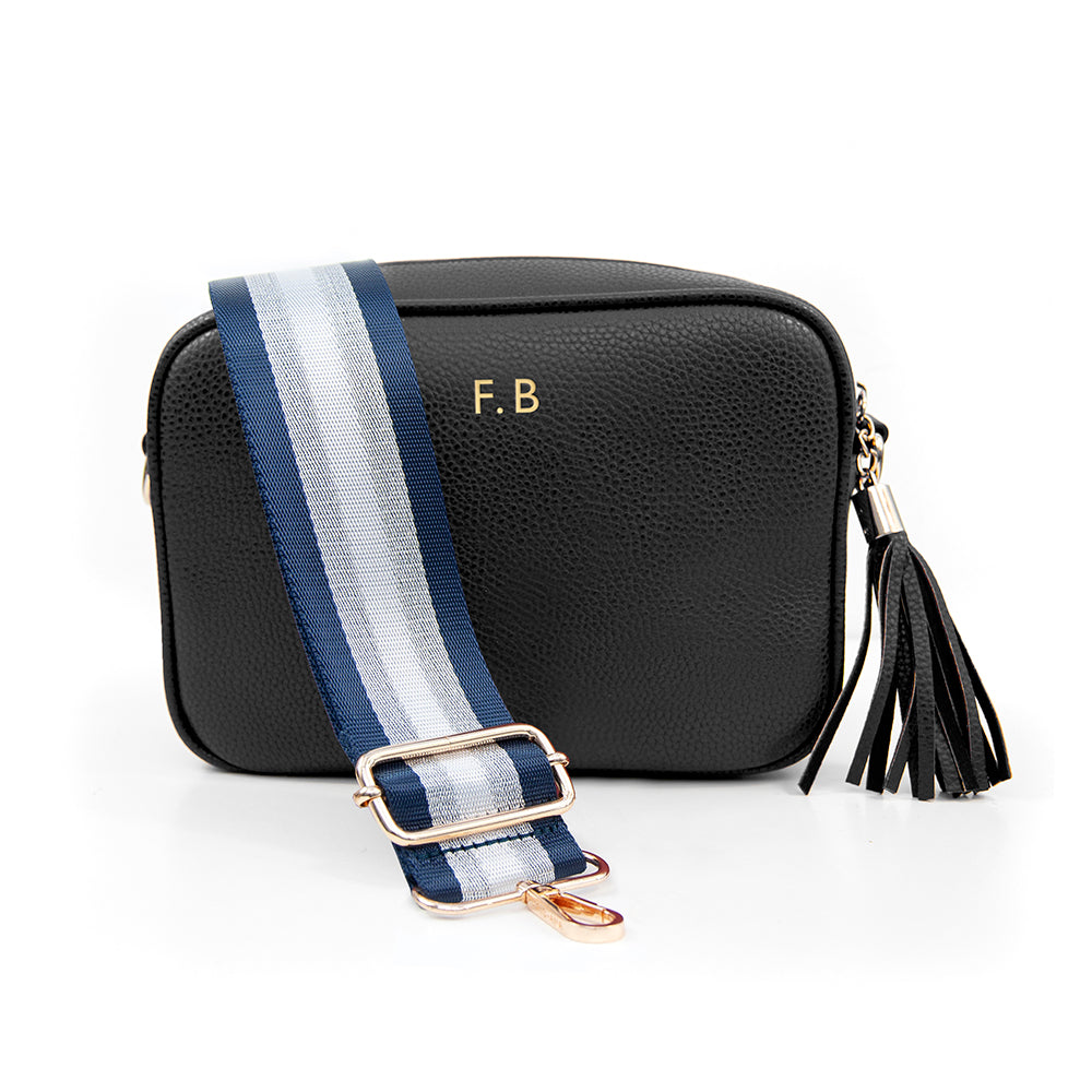 Personalised Luxury Crossbody Bag in Black