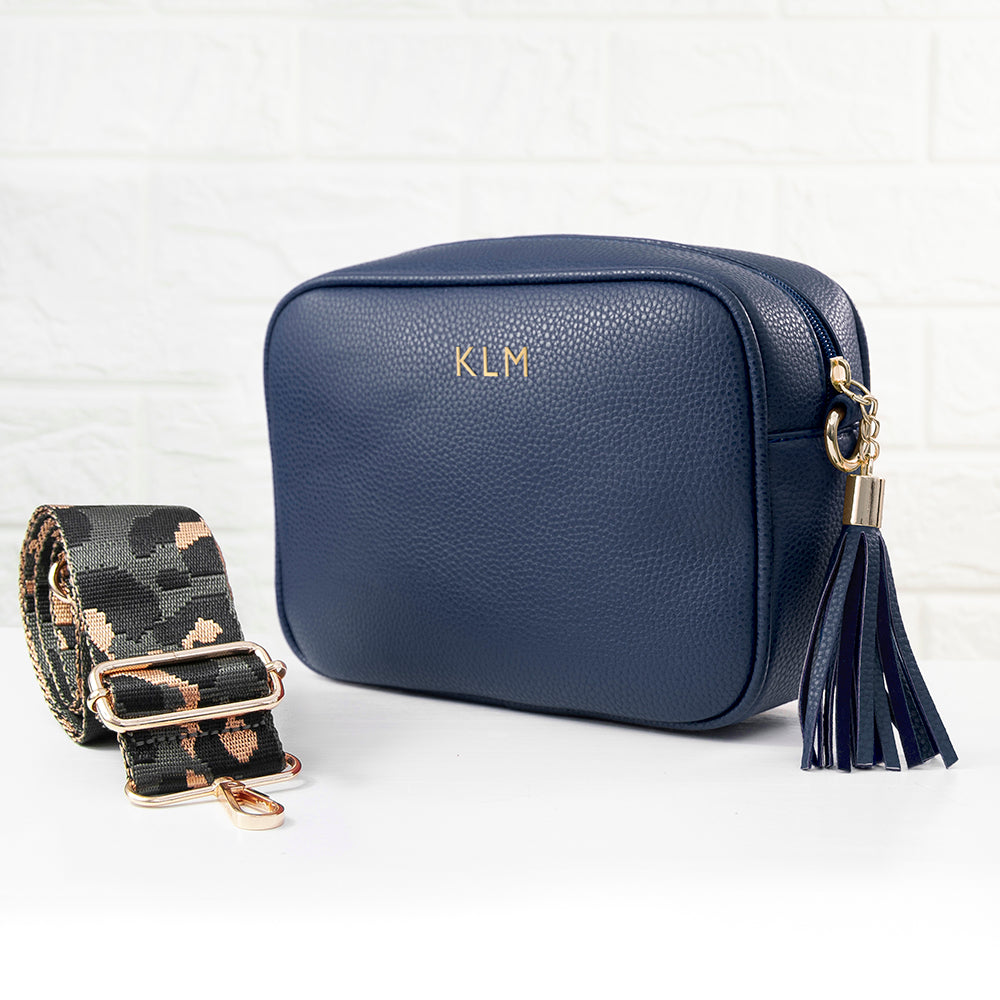 Personalised Luxury Crossbody Bag in Navy