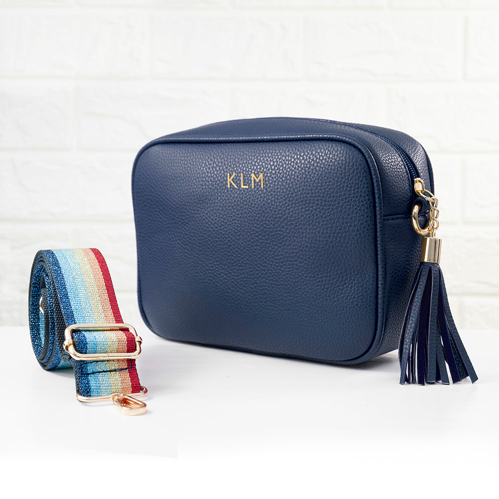 Personalised Luxury Crossbody Bag in Navy