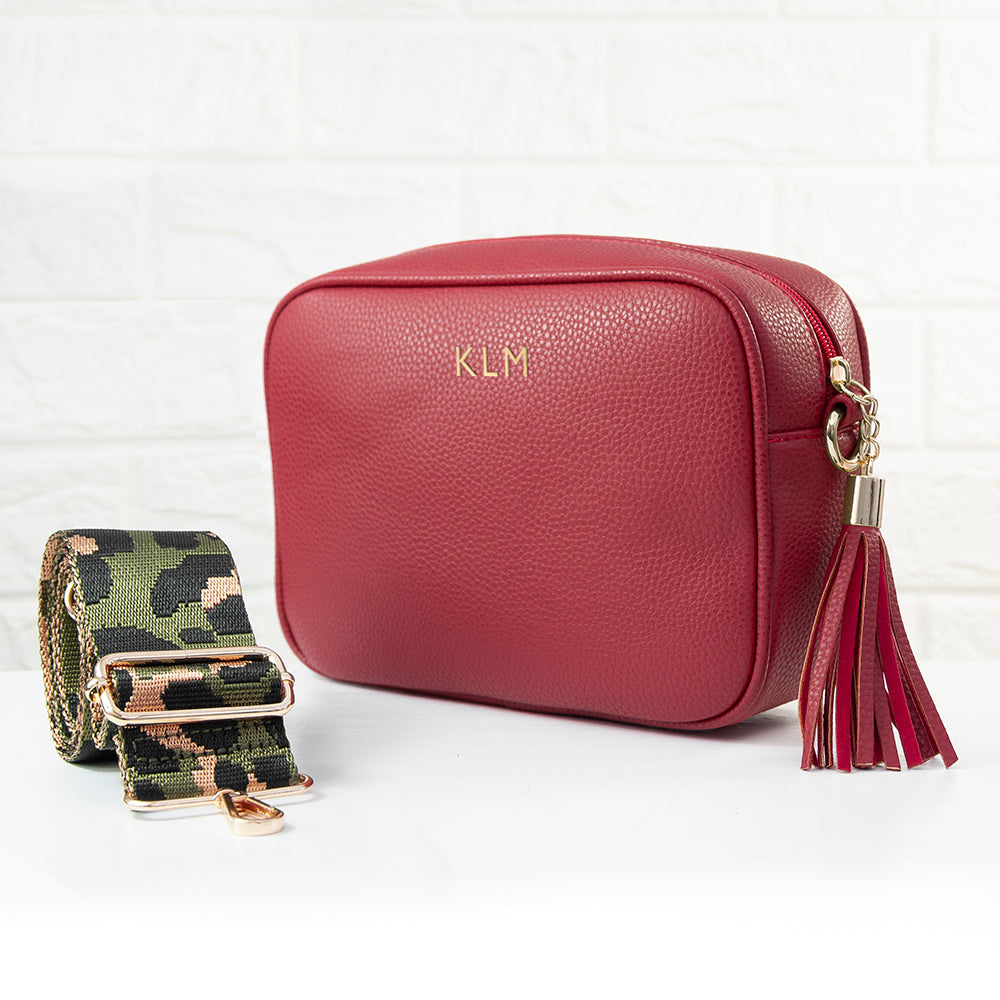 Personalised Red Crossbody Bag in Vegan Leather