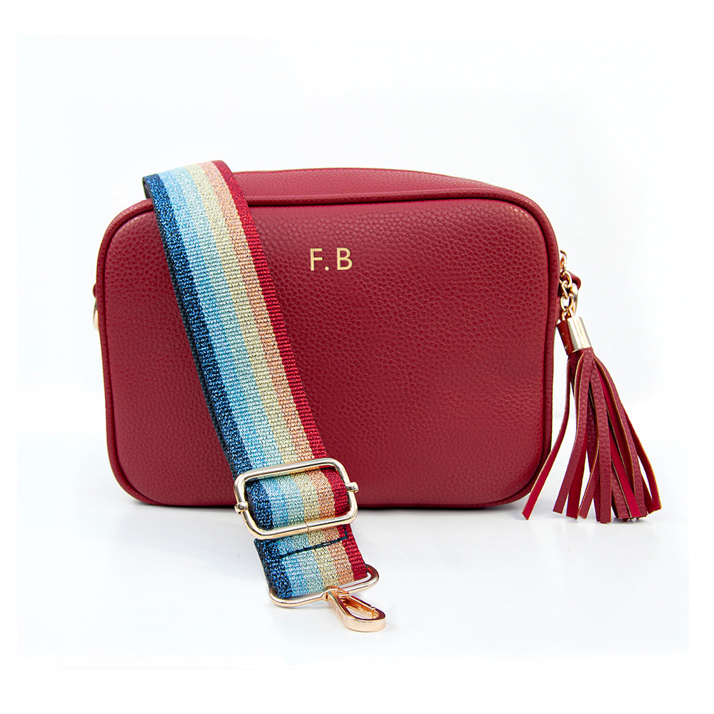 Personalised Red Crossbody Bag in Vegan Leather