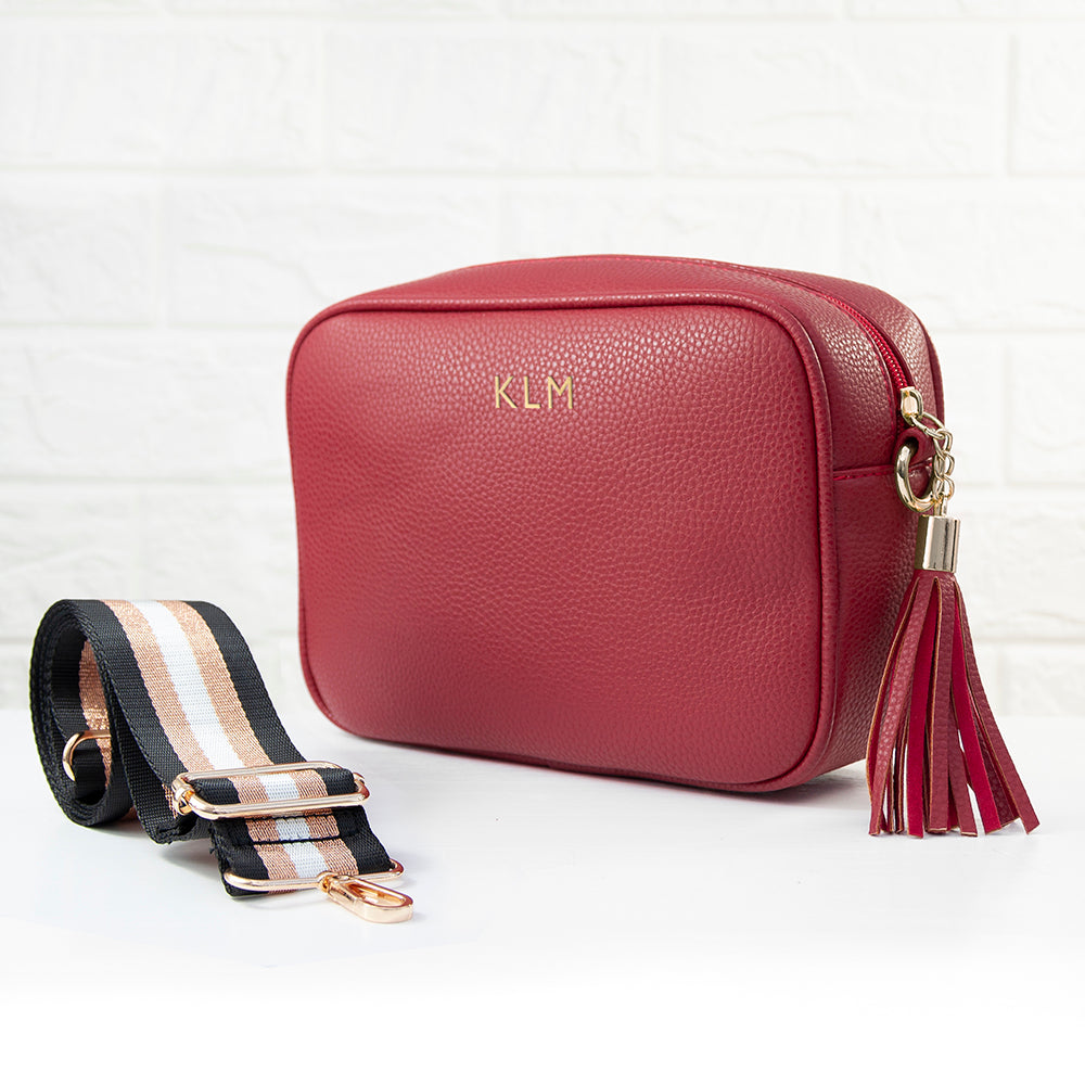 Personalised Red Crossbody Bag in Vegan Leather